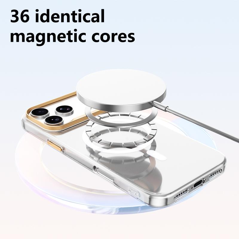 For iPhone 18 Pro Max ABEEL Transparent Magnetic Hardened PC Phone Case(White)