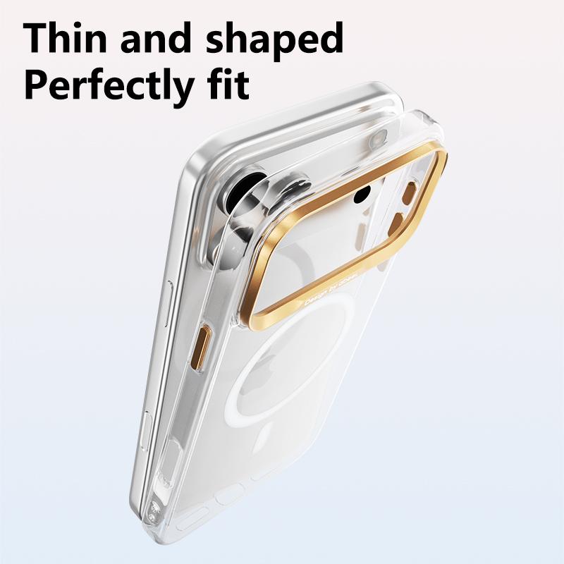 For iPhone 18 Pro Max ABEEL Transparent Magnetic Hardened PC Phone Case(White)