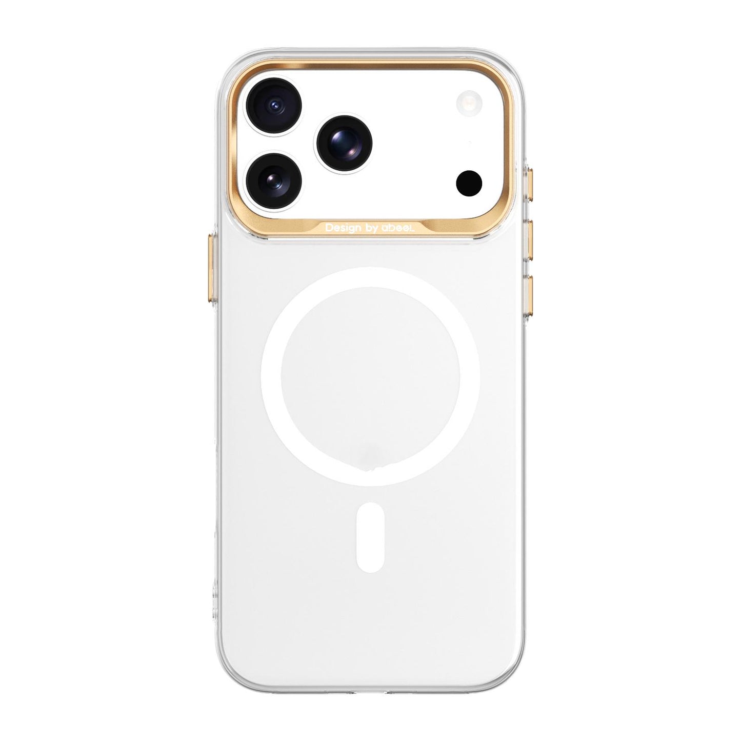 For iPhone 17 Pro Max ABEEL Transparent Magnetic Hardened PC Phone Case(White)