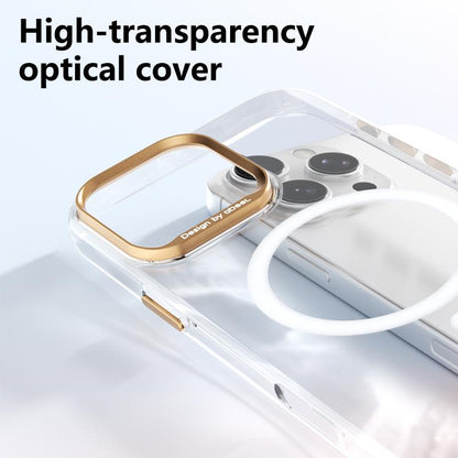 For iPhone 16 Pro Max ABEEL Transparent Magnetic Hardened PC Phone Case(White)