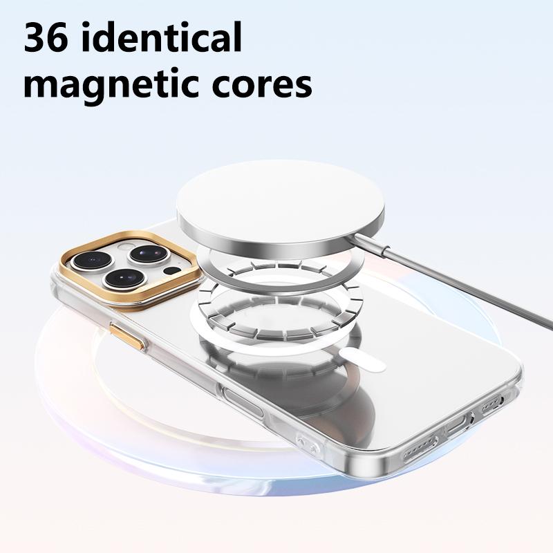 For iPhone 16 Pro Max ABEEL Transparent Magnetic Hardened PC Phone Case(White)