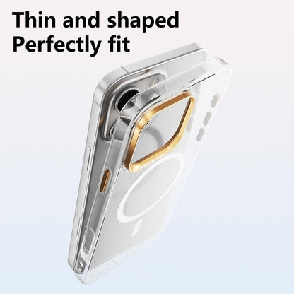 For iPhone 16 Pro Max ABEEL Transparent Magnetic Hardened PC Phone Case(White)