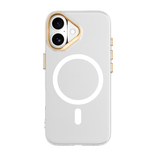 For iPhone 16 ABEEL Transparent Magnetic Hardened PC Phone Case(White)