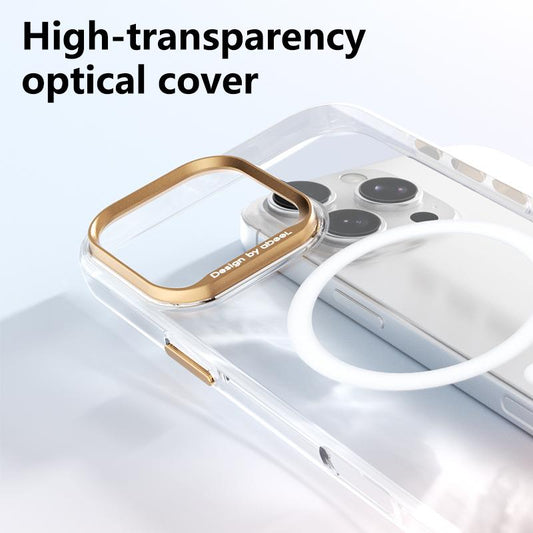 For iPhone 16 ABEEL Transparent Magnetic Hardened PC Phone Case(White)