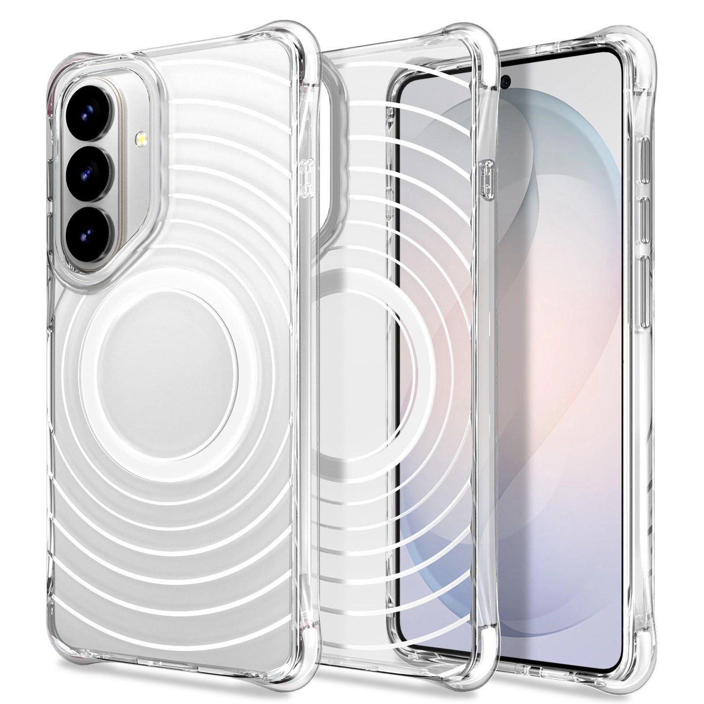 For Galaxy S26 5G Wave Pattern Air Cushion Corners Shockproof Magnetic Phone Case(White)