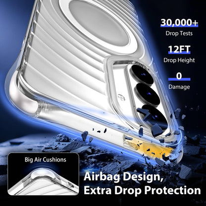 For Galaxy S26 5G Wave Pattern Air Cushion Corners Shockproof Magnetic Phone Case(White)