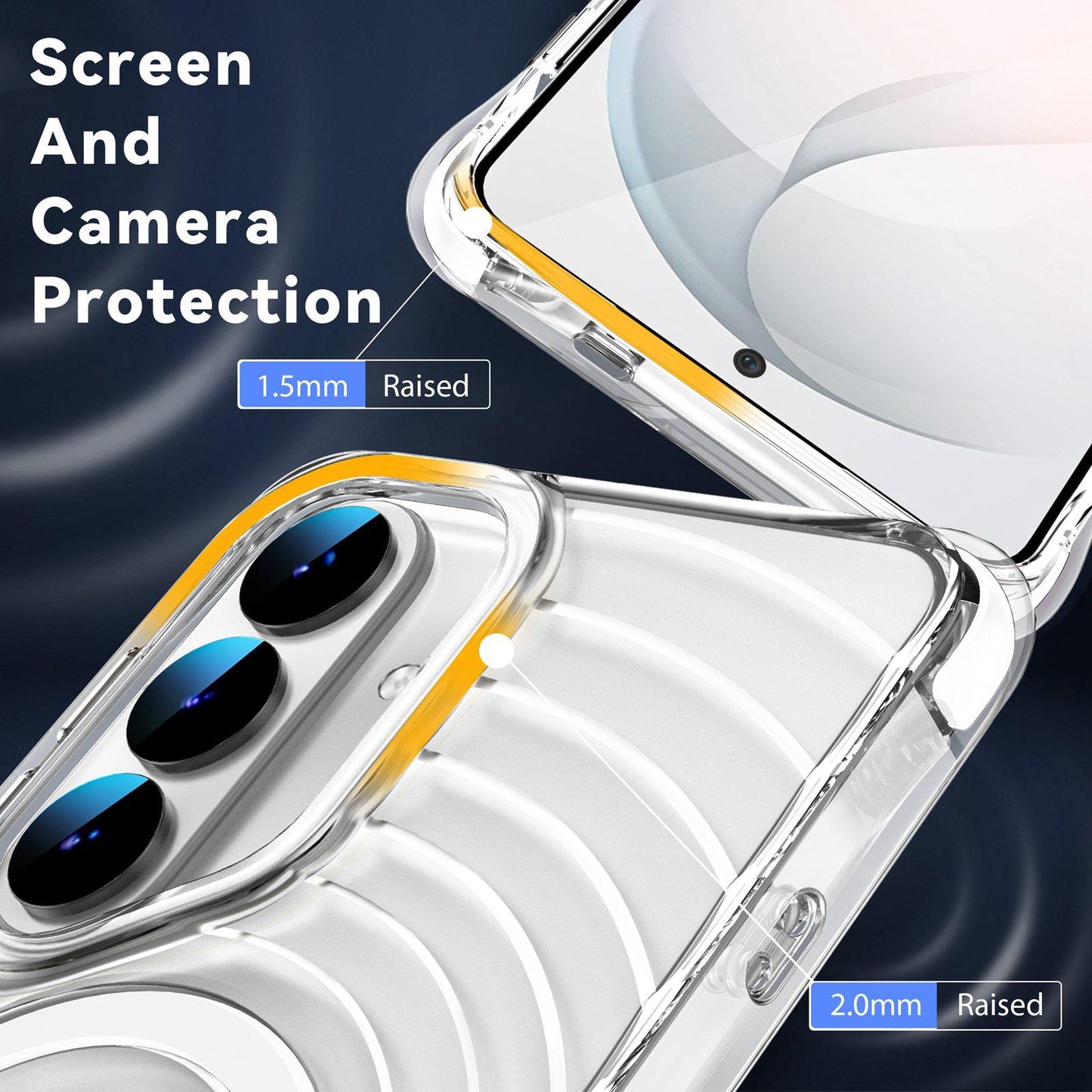 For Galaxy S26 5G Wave Pattern Air Cushion Corners Shockproof Magnetic Phone Case(White)