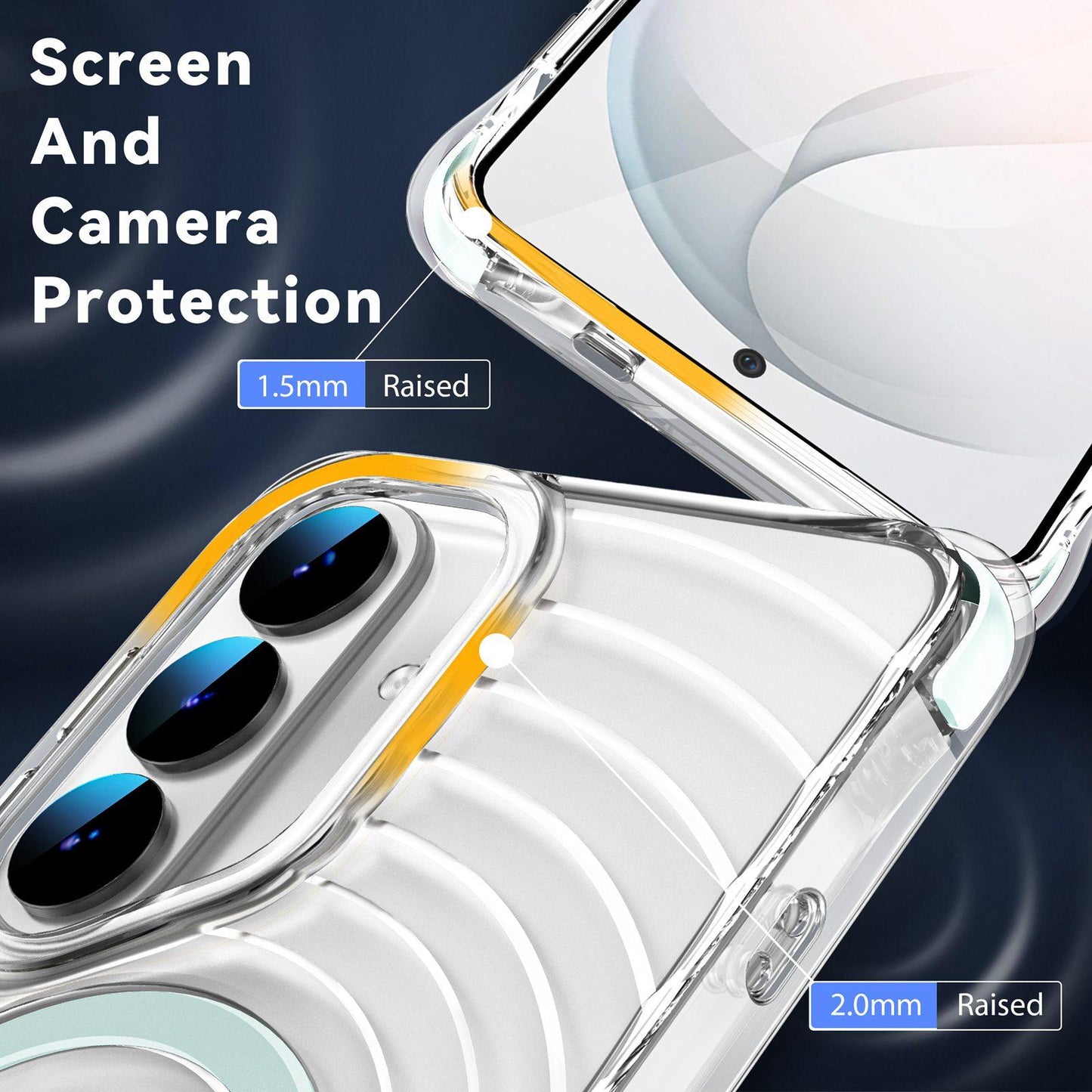 For Galaxy S26 5G Wave Pattern Air Cushion Corners Shockproof Magnetic Phone Case(Mint Green)