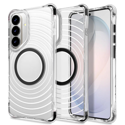 For Galaxy S26 5G Wave Pattern Air Cushion Corners Shockproof Magnetic Phone Case(Black)