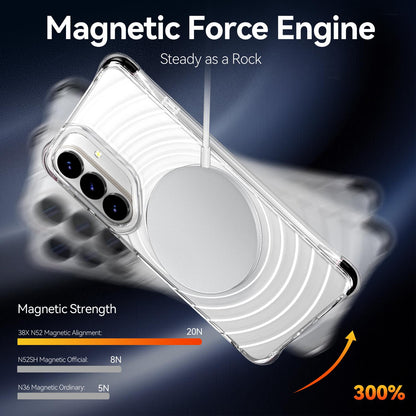 For Galaxy S26 5G Wave Pattern Air Cushion Corners Shockproof Magnetic Phone Case(Black)