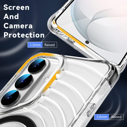 For Galaxy S26 5G Wave Pattern Air Cushion Corners Shockproof Magnetic Phone Case(Black)