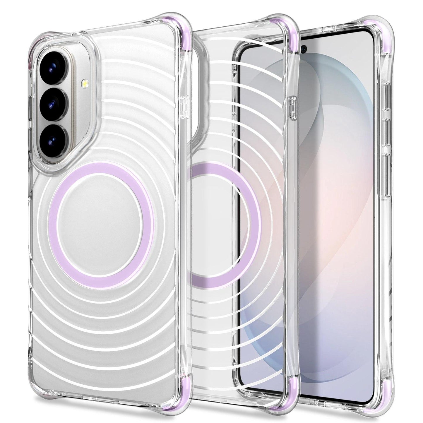For Galaxy S26 5G Wave Pattern Air Cushion Corners Shockproof Magnetic Phone Case(Purple)