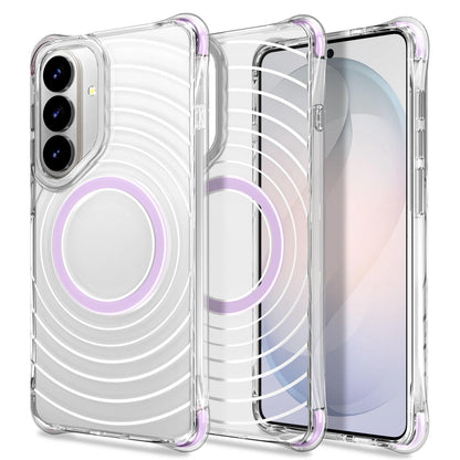 For Galaxy S26 5G Wave Pattern Air Cushion Corners Shockproof Magnetic Phone Case(Purple)