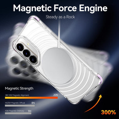 For Galaxy S26 5G Wave Pattern Air Cushion Corners Shockproof Magnetic Phone Case(Purple)