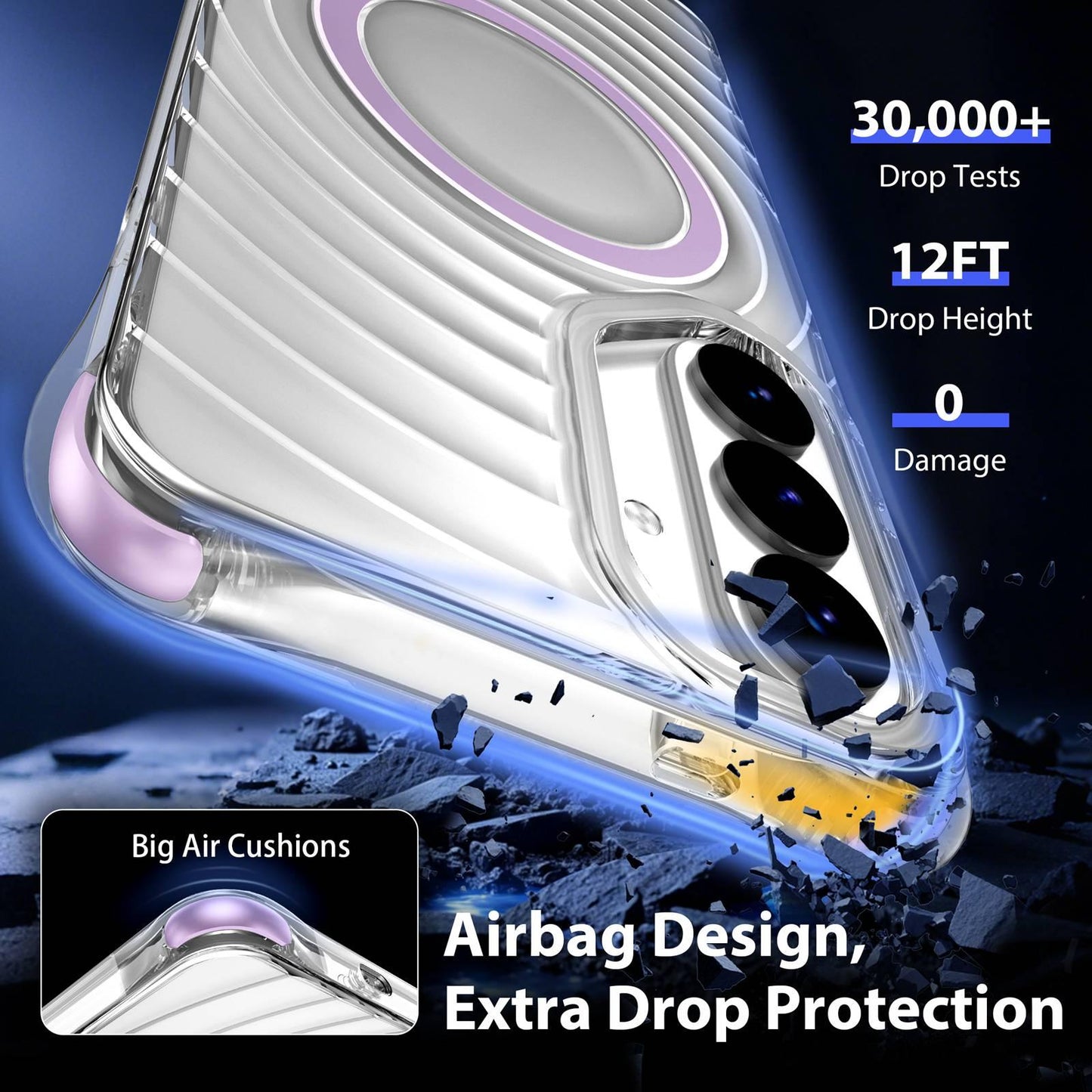 For Galaxy S26 5G Wave Pattern Air Cushion Corners Shockproof Magnetic Phone Case(Purple)