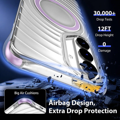 For Galaxy S26 5G Wave Pattern Air Cushion Corners Shockproof Magnetic Phone Case(Purple)