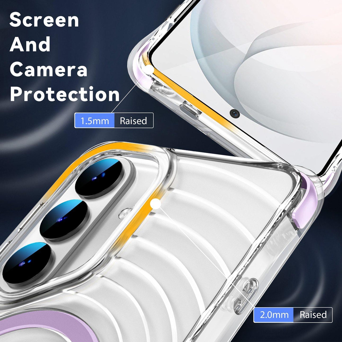For Galaxy S26 5G Wave Pattern Air Cushion Corners Shockproof Magnetic Phone Case(Purple)