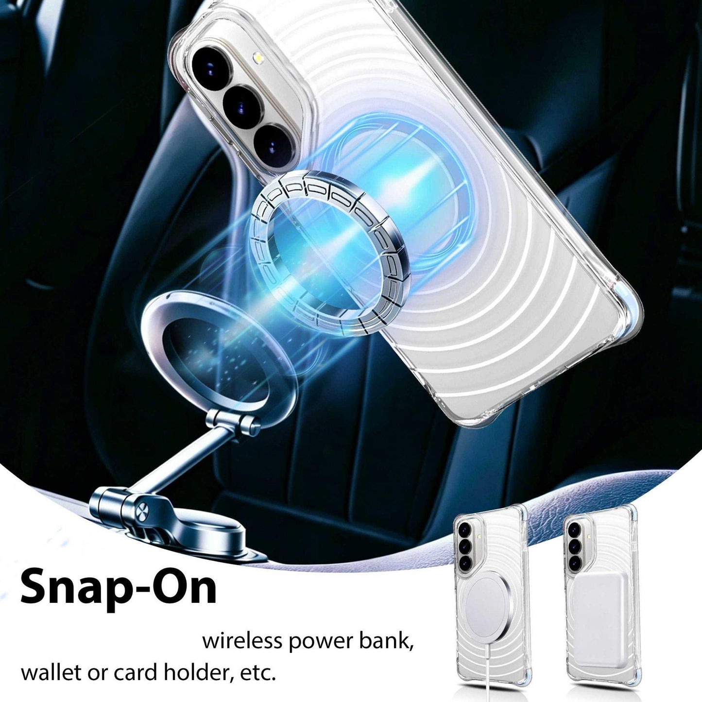 For Galaxy S26 5G Wave Pattern Air Cushion Corners Shockproof Magnetic Phone Case(Blue)