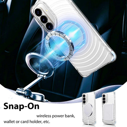 For Galaxy S26 5G Wave Pattern Air Cushion Corners Shockproof Magnetic Phone Case(Blue)