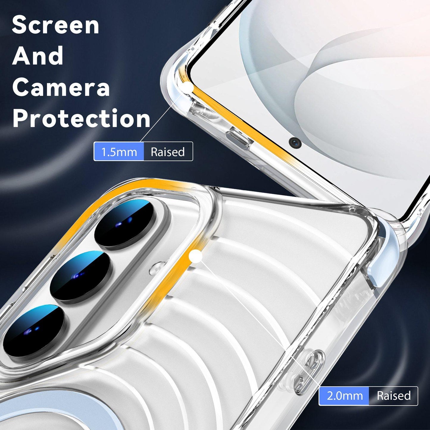 For Galaxy S26 5G Wave Pattern Air Cushion Corners Shockproof Magnetic Phone Case(Blue)