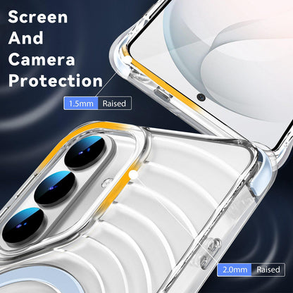 For Galaxy S26 5G Wave Pattern Air Cushion Corners Shockproof Magnetic Phone Case(Blue)