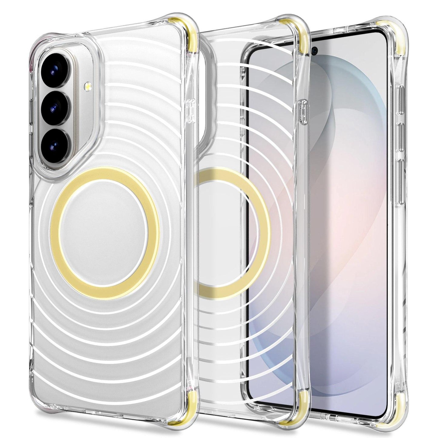 For Galaxy S26 5G Wave Pattern Air Cushion Corners Shockproof Magnetic Phone Case(Yellow)