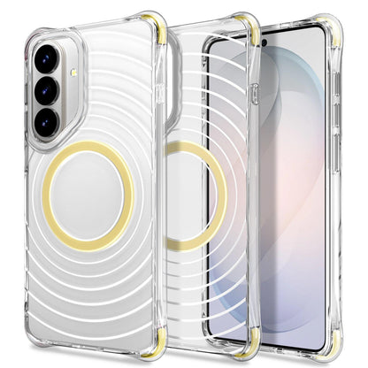 For Galaxy S26 5G Wave Pattern Air Cushion Corners Shockproof Magnetic Phone Case(Yellow)