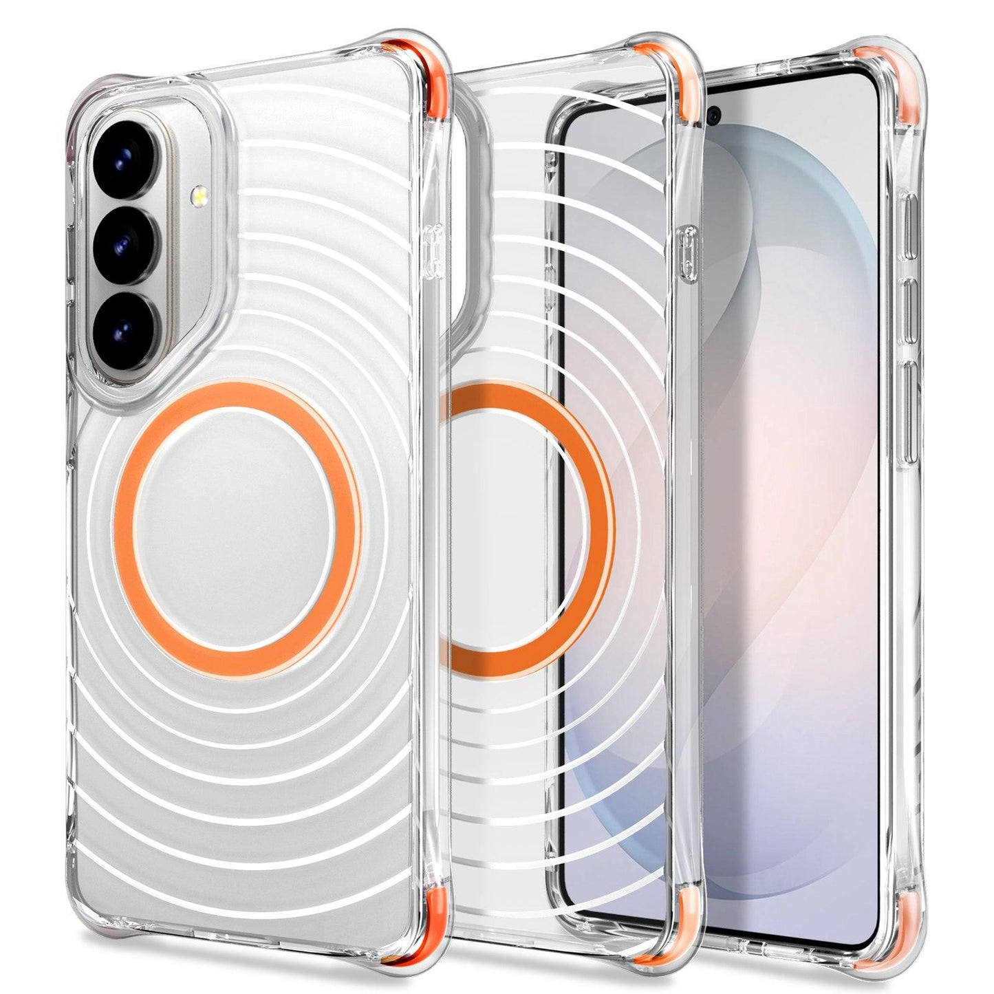 For Galaxy S26 5G Wave Pattern Air Cushion Corners Shockproof Magnetic Phone Case(Orange)