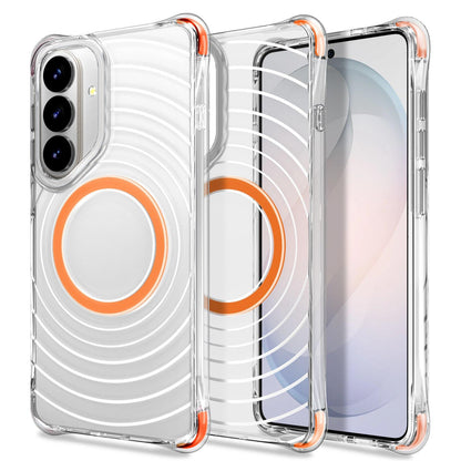 For Galaxy S26 5G Wave Pattern Air Cushion Corners Shockproof Magnetic Phone Case(Orange)