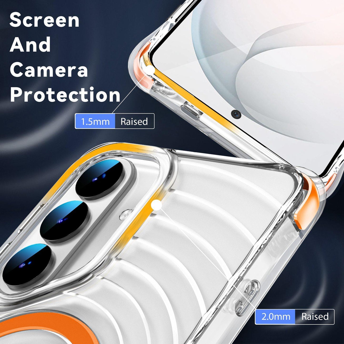 For Galaxy S26 5G Wave Pattern Air Cushion Corners Shockproof Magnetic Phone Case(Orange)