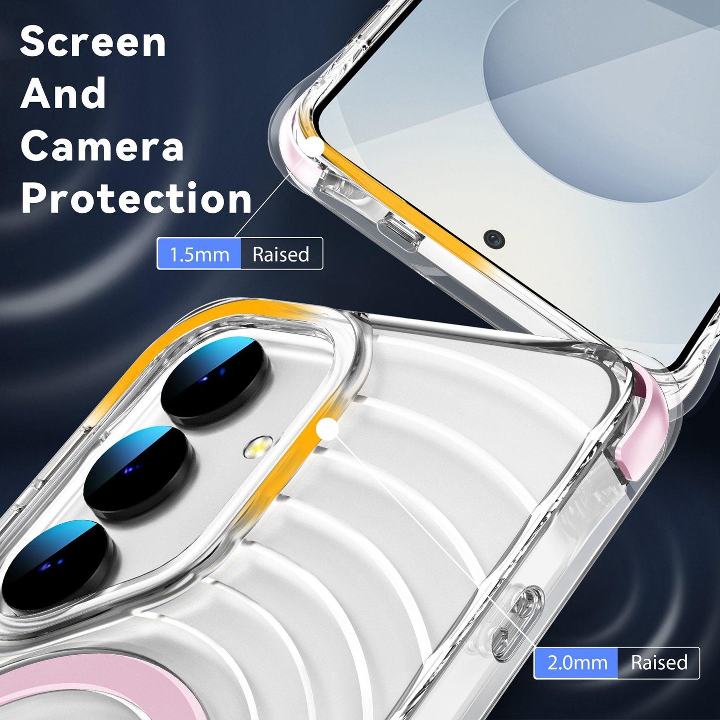 For Galaxy S24+ 5G / S25+ 5G Wave Pattern Air Cushion Corners Shockproof Magnetic Phone Case(Pink)