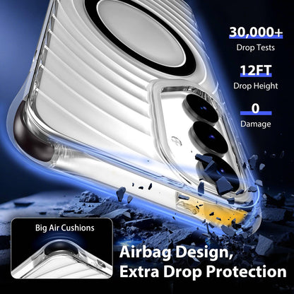 For Galaxy S24+ 5G / S25+ 5G Wave Pattern Air Cushion Corners Shockproof Magnetic Phone Case(Black)