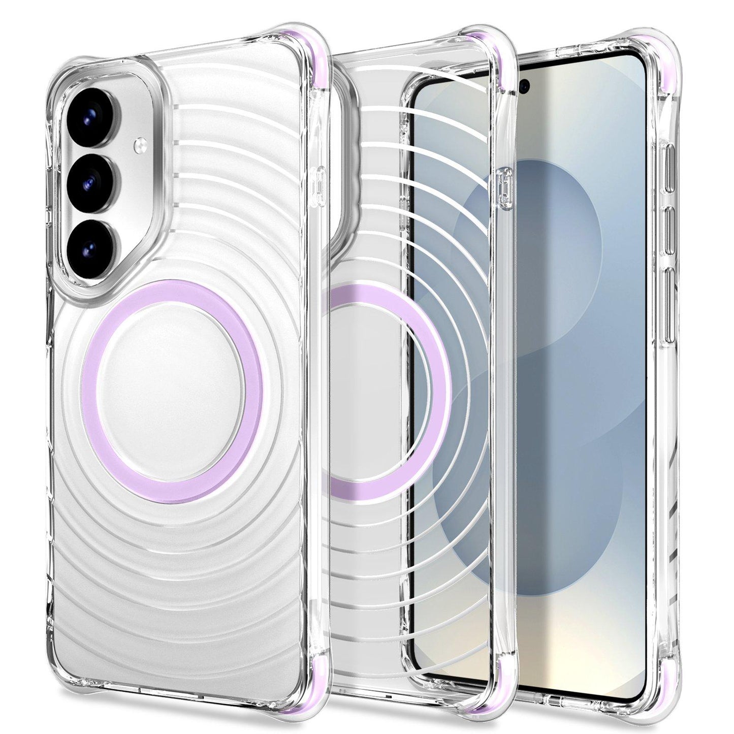 For Galaxy S24+ 5G / S25+ 5G Wave Pattern Air Cushion Corners Shockproof Magnetic Phone Case(Purple)