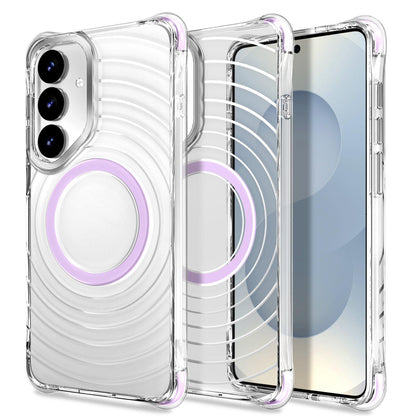 For Galaxy S24+ 5G / S25+ 5G Wave Pattern Air Cushion Corners Shockproof Magnetic Phone Case(Purple)