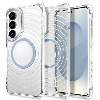 For Galaxy S24+ 5G / S25+ 5G Wave Pattern Air Cushion Corners Shockproof Magnetic Phone Case(Blue)