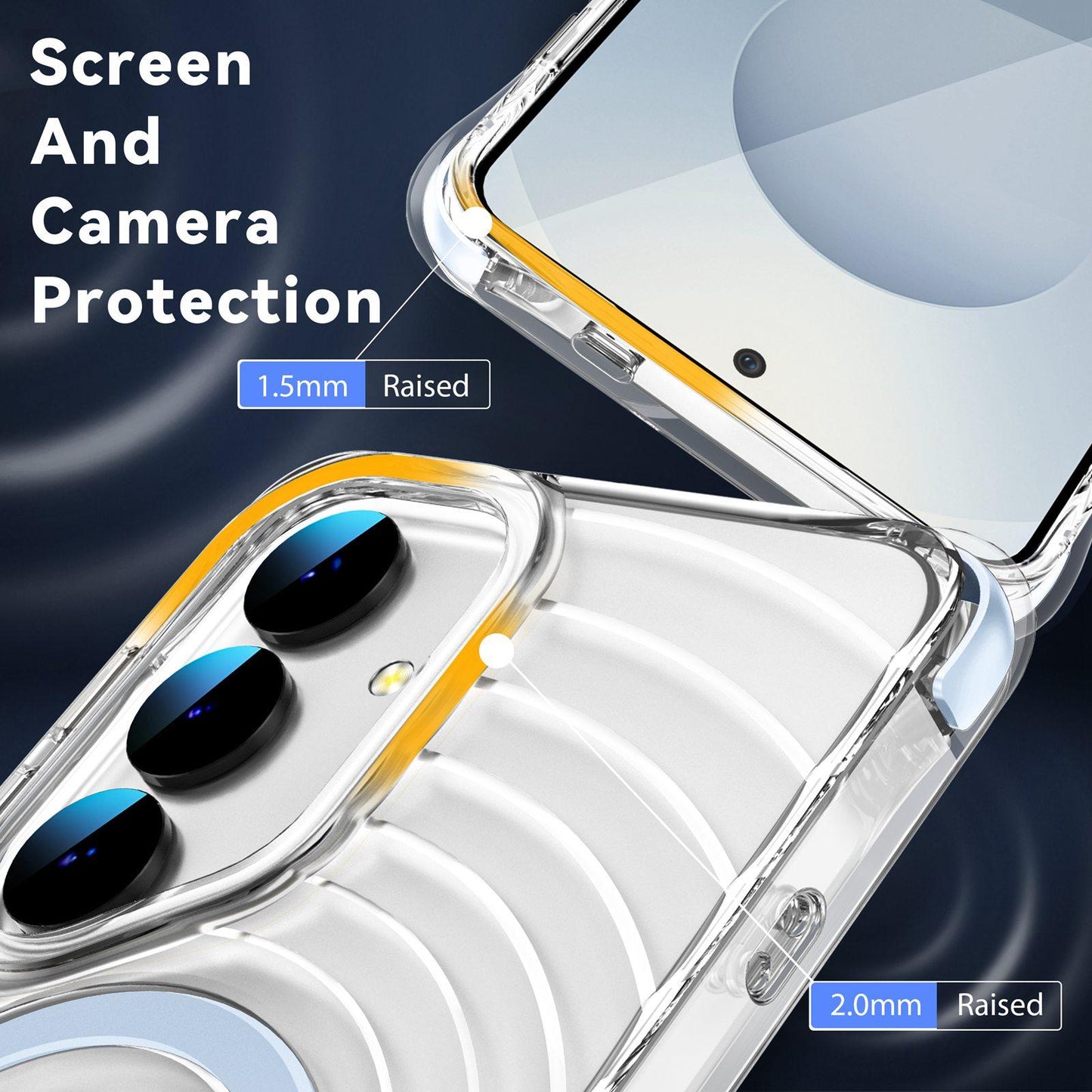 For Galaxy S24+ 5G / S25+ 5G Wave Pattern Air Cushion Corners Shockproof Magnetic Phone Case(Blue)