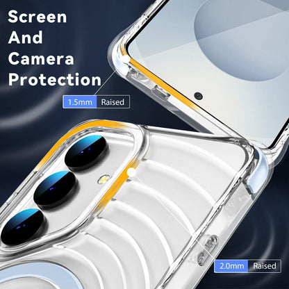 For Galaxy S24+ 5G / S25+ 5G Wave Pattern Air Cushion Corners Shockproof Magnetic Phone Case(Blue)