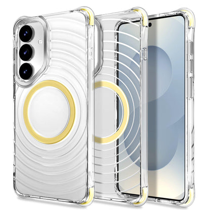 For Galaxy S24+ 5G / S25+ 5G Wave Pattern Air Cushion Corners Shockproof Magnetic Phone Case(Yellow)