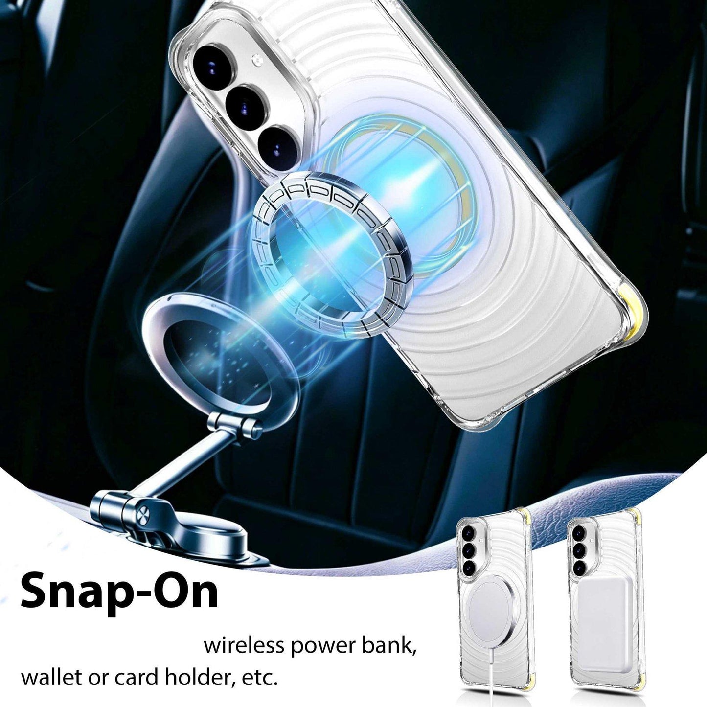 For Galaxy S24+ 5G / S25+ 5G Wave Pattern Air Cushion Corners Shockproof Magnetic Phone Case(Yellow)