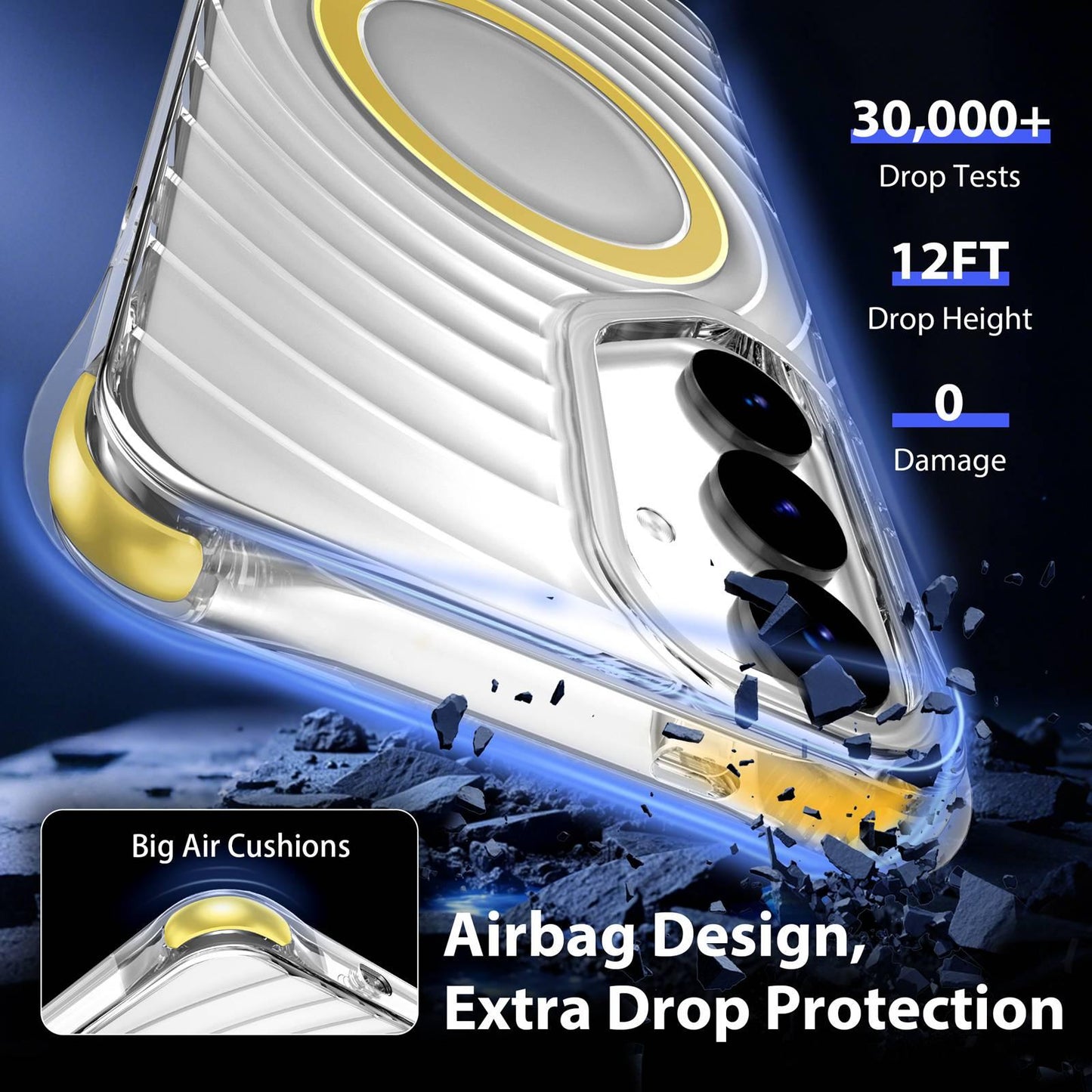 For Galaxy S24+ 5G / S25+ 5G Wave Pattern Air Cushion Corners Shockproof Magnetic Phone Case(Yellow)