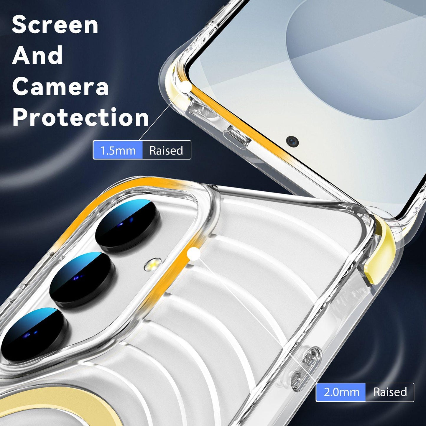 For Galaxy S24+ 5G / S25+ 5G Wave Pattern Air Cushion Corners Shockproof Magnetic Phone Case(Yellow)