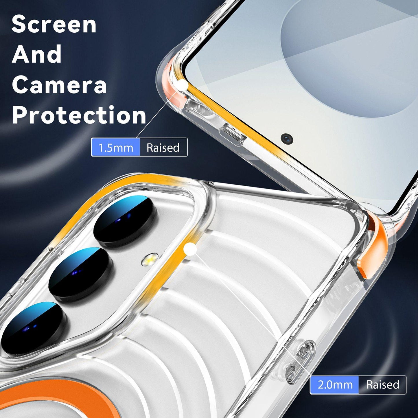 For Galaxy S24+ 5G / S25+ 5G Wave Pattern Air Cushion Corners Shockproof Magnetic Phone Case(Orange)