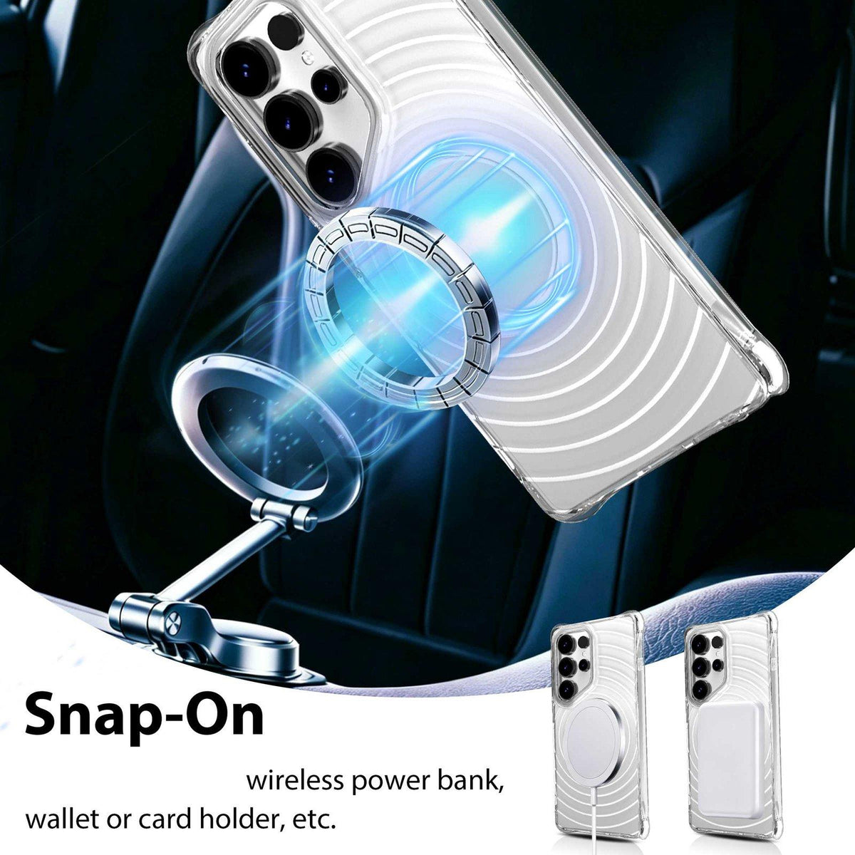 For Galaxy S24 Ultra 5G Wave Pattern Air Cushion Corners Shockproof Magnetic Phone Case - White - EDA010030405B