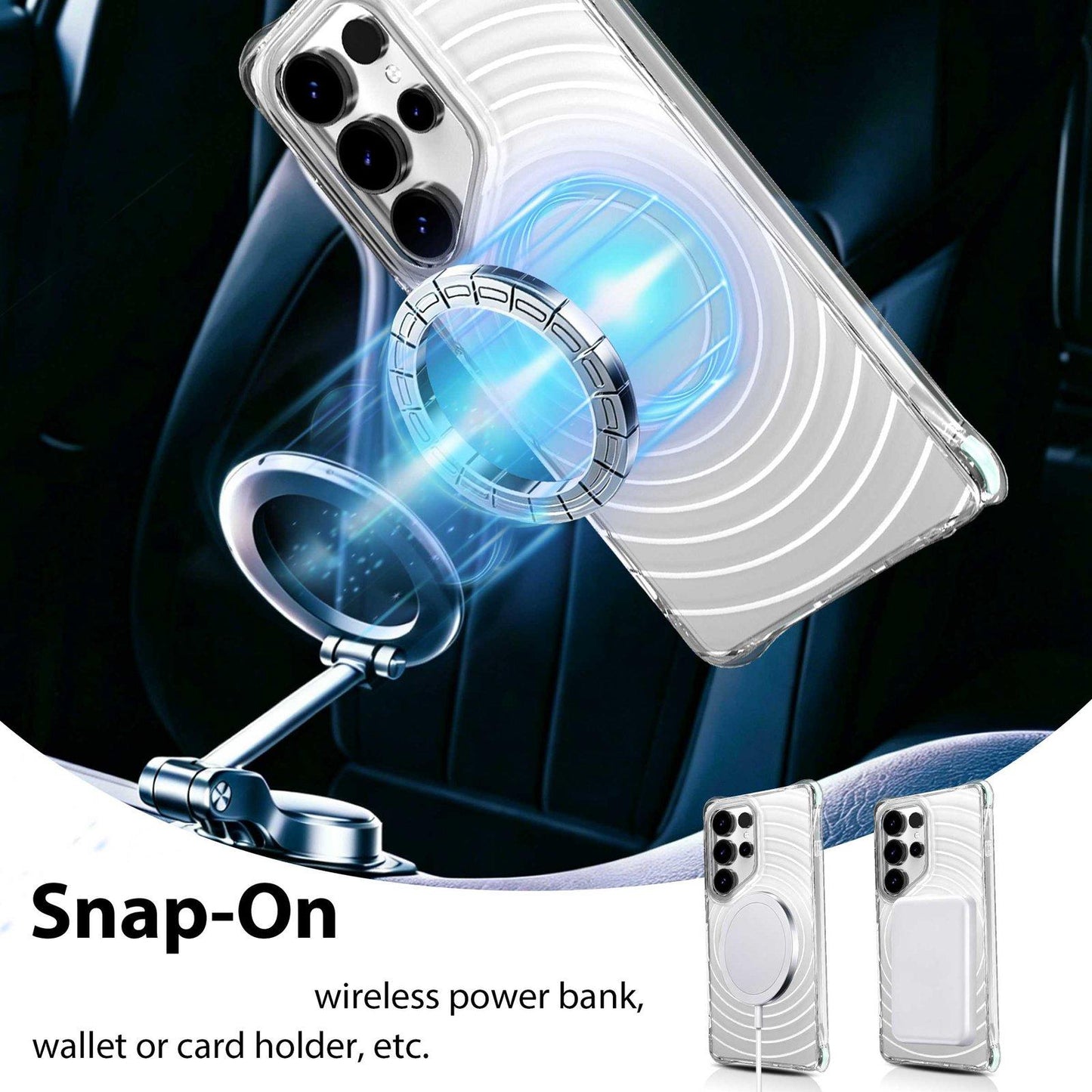 For Galaxy S24 Ultra 5G Wave Pattern Air Cushion Corners Shockproof Magnetic Phone Case(Mint Green)