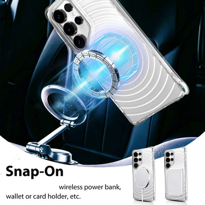 For Galaxy S24 Ultra 5G Wave Pattern Air Cushion Corners Shockproof Magnetic Phone Case(Mint Green)