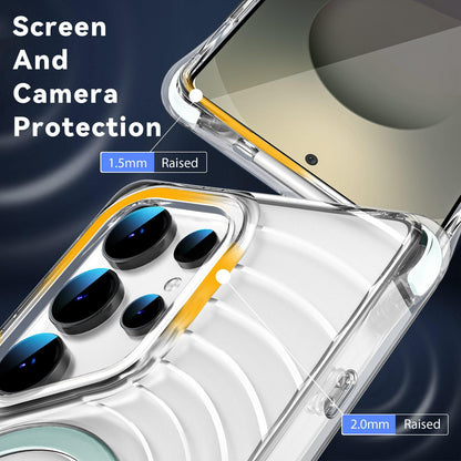 For Galaxy S24 Ultra 5G Wave Pattern Air Cushion Corners Shockproof Magnetic Phone Case(Mint Green)