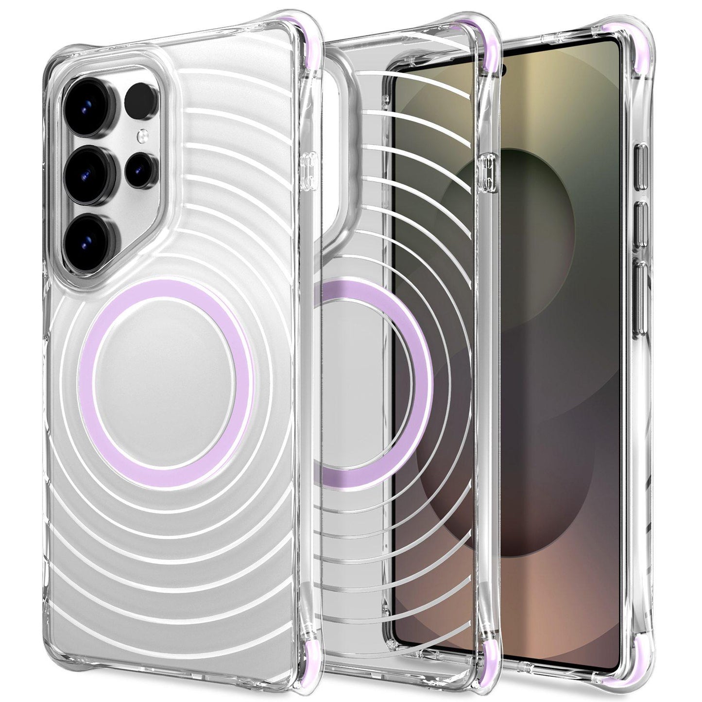 For Galaxy S24 Ultra 5G Wave Pattern Air Cushion Corners Shockproof Magnetic Phone Case(Purple)