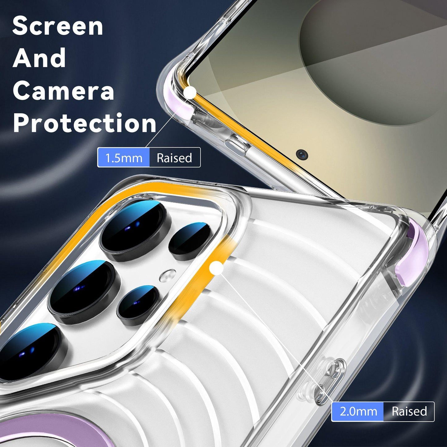 For Galaxy S24 Ultra 5G Wave Pattern Air Cushion Corners Shockproof Magnetic Phone Case(Purple)