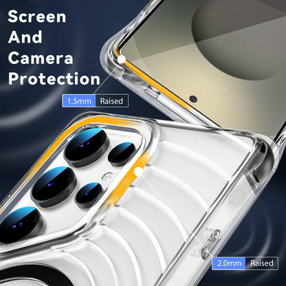 For Galaxy S25 Ultra 5G Wave Pattern Air Cushion Corners Shockproof Magnetic Phone Case(Black)