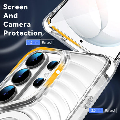 For Galaxy S26 Ultra 5G Wave Pattern Air Cushion Corners Shockproof Magnetic Phone Case(White)